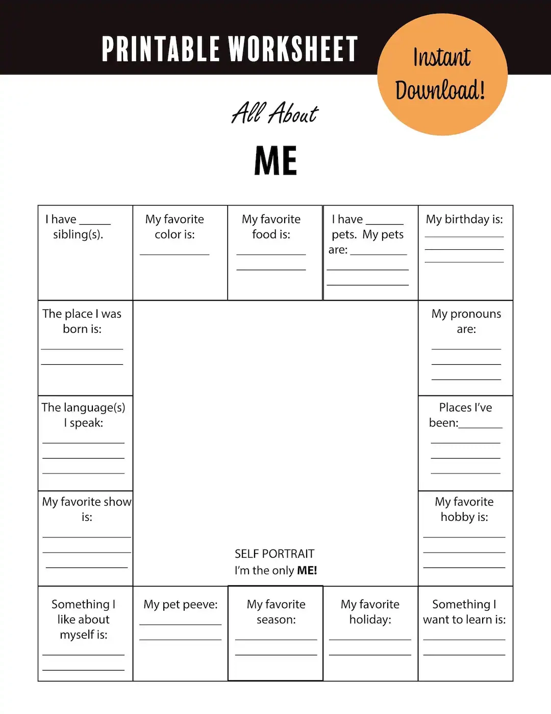 All About Me Worksheet Printable All About Me Worksheet Printable