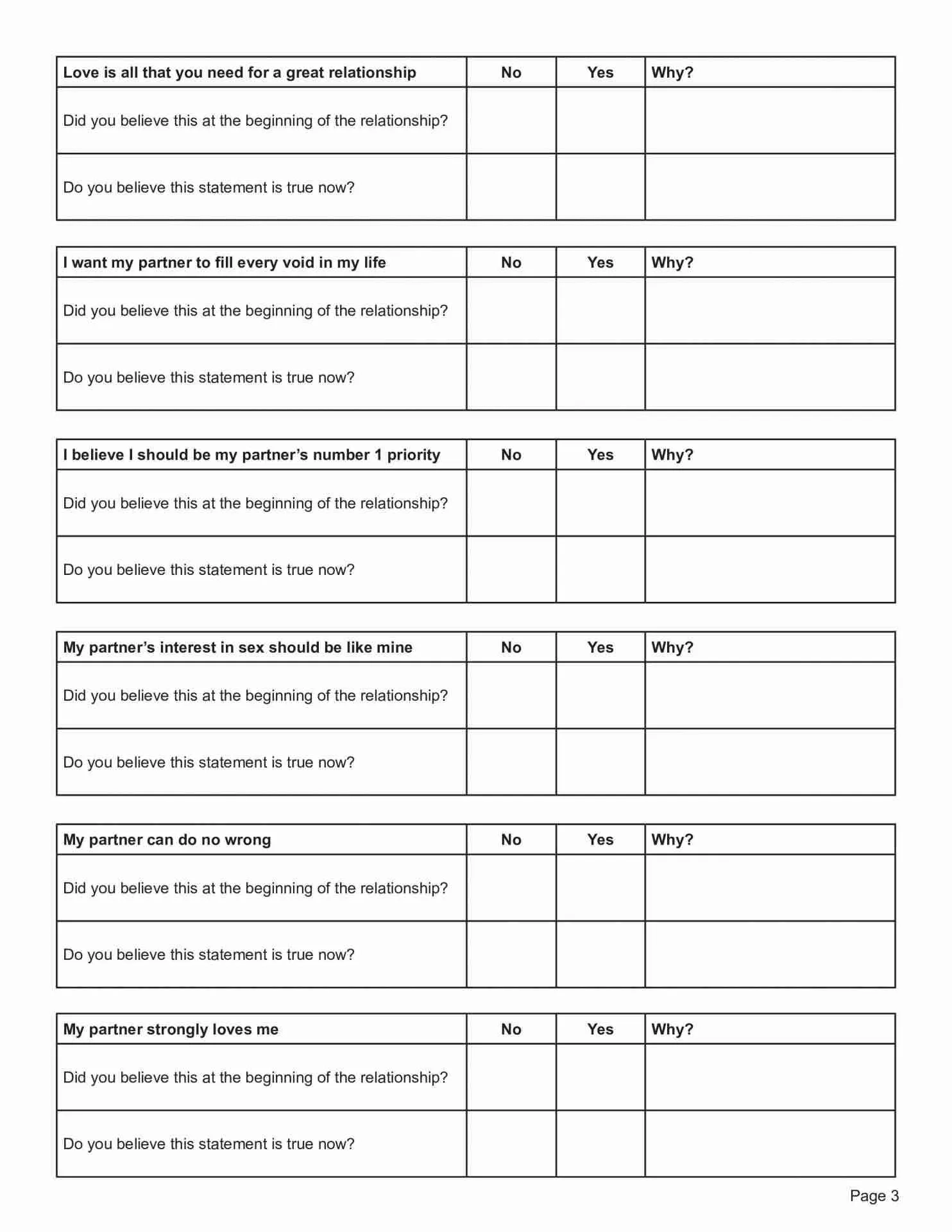 Relationship Expectations Worksheet PDF Relationship Expectations Worksheet PDF