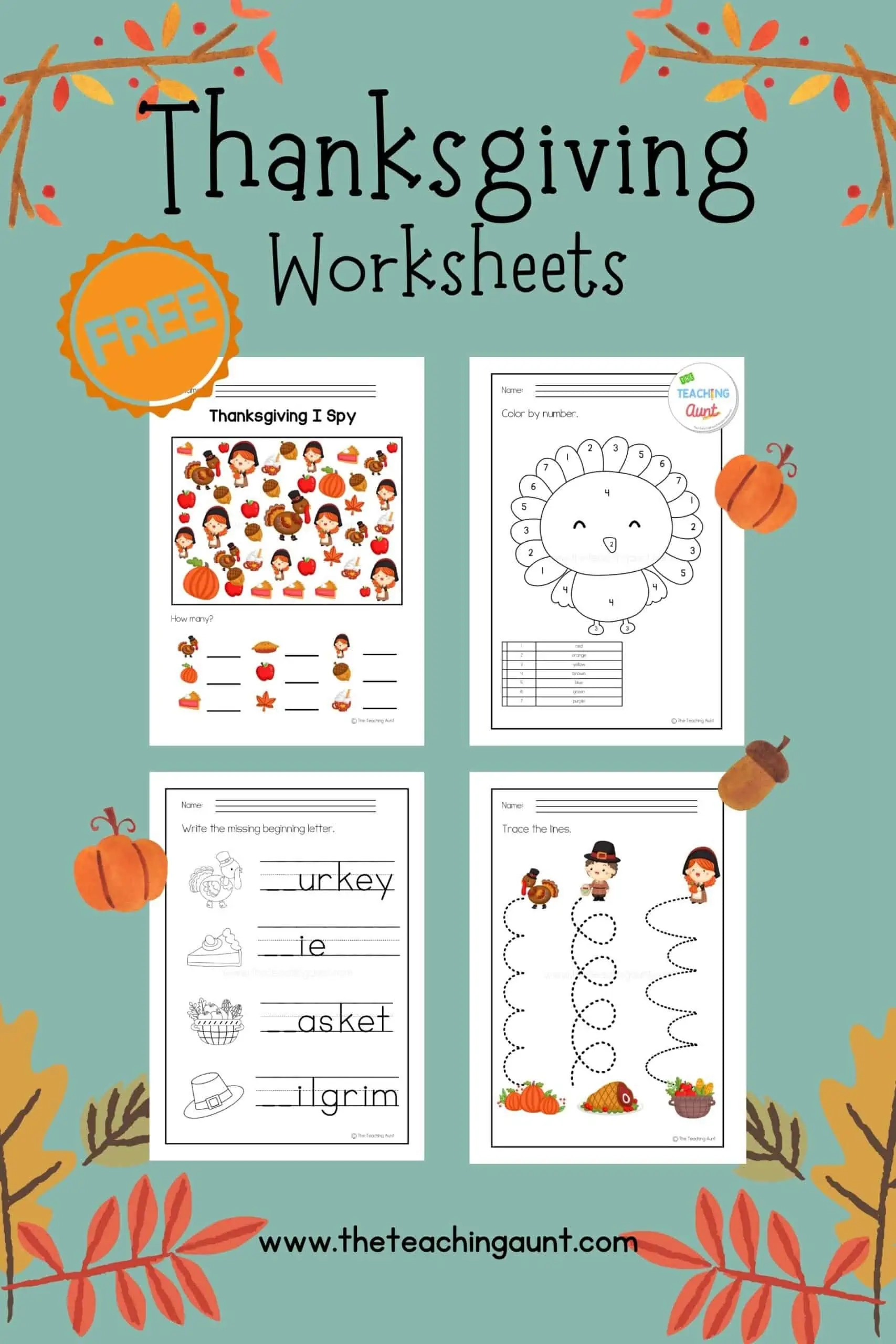Thanksgiving Worksheets For Preschool The Teaching Aunt Thanksgiving Worksheets For Preschool The Teaching Aunt